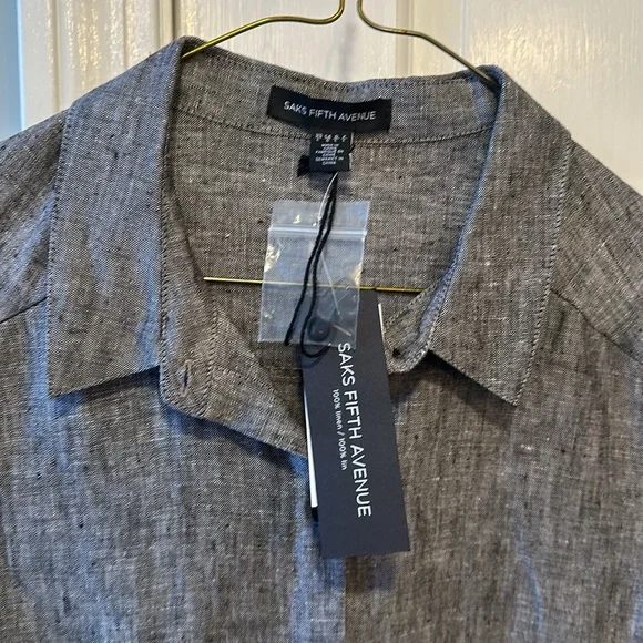 Saks Fifth Ave 100% Linen Summer Beach Dress, Size Large, New With Tags. - Picture 4 of 11